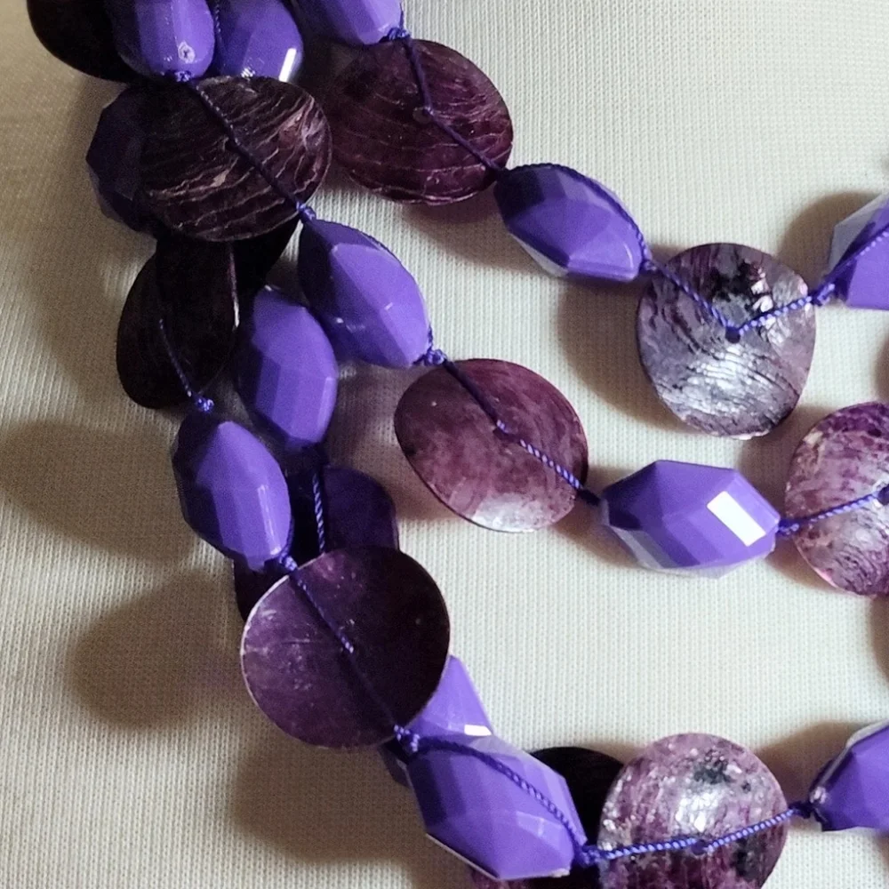Purple Layered Milti Shade Shell Necklace